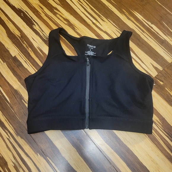 Torrid Black Zip-Front Sports Bra Size 0 - Picture 2 of 5